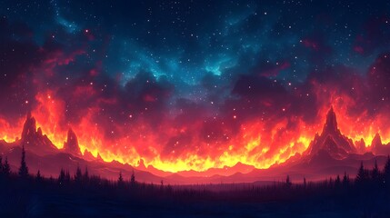 A gradient of fiery red transitioning into starlit blue.