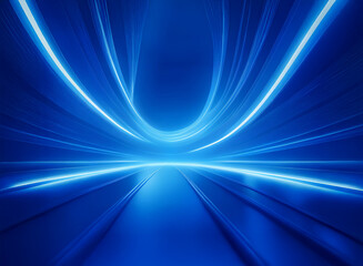 Abstract digital art depicting a futuristic, glowing blue tunnel with bright neon lines converging at the vanishing point.  The smooth, reflective surface creates a sense of depth and speed.