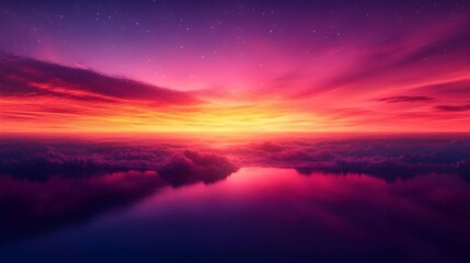 Fototapeta premium A gradient of fiery sunset orange blending into twilight purple.