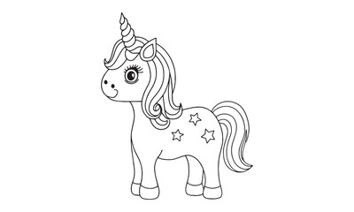 Cute Unicorn Coloring Page for Kids