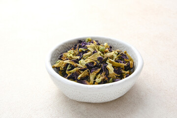 Dried Blue Butterfly Pea flower or Clitoria ternatea for herbal tea
