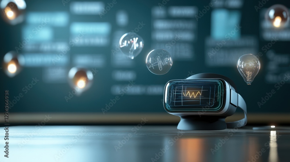 Aufkleber Virtual Reality Headset with Interactive Features and Data Display