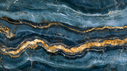 Fototapeta premium Luxurious Blue Marble Texture with Striking Gold Veins and Natural Patterns : Generative AI