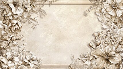 An intricately detailed floral border elegantly enhances a refined invitation design, ideal for weddings, formal occasions, or artistic projects.