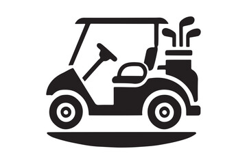 Black Silhouette of Golf Cart Vector Icon Design