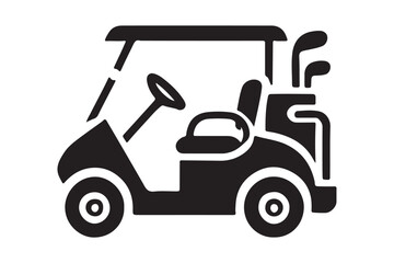 Golf Cart Icon Clean Black Vector Silhouette