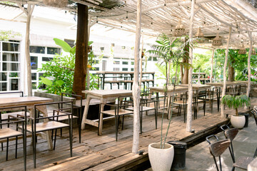 coffee shop coffee shop background aestetic modern minimalist cafe room The table and chairs Empty table in coffee shop.exterior coffe shop