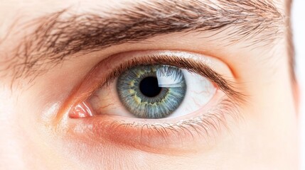 Obraz premium Close-up of a human eye showcasing intricate details and vibrant colors