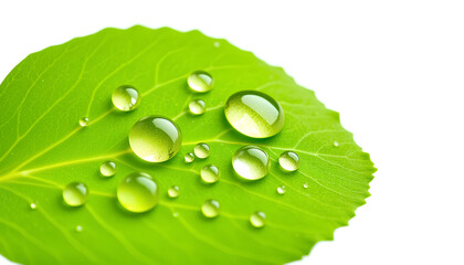 Fototapeta premium Close-up of a leaf with water drops showing freshness and nature