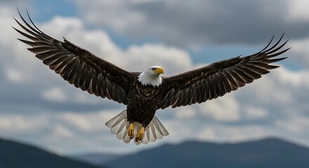 Obraz premium Majestic Bald Eagle in Flight Stunning Wildlife Photography