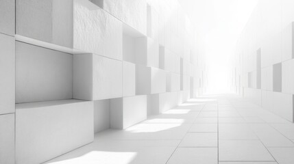 Obraz premium Minimalist White Geometric Business Background 3D Illustration Soft Light High Contrast