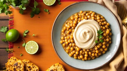 Traditional Abar&aacute; com Vatap&aacute; with peanut and coconut vatap&aacute;, garnished with lime (Bahian Cuisine)