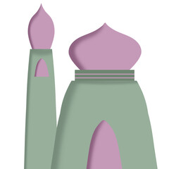 Mosque in pastel color, eid mubarak, ramadan kareem, eid adh