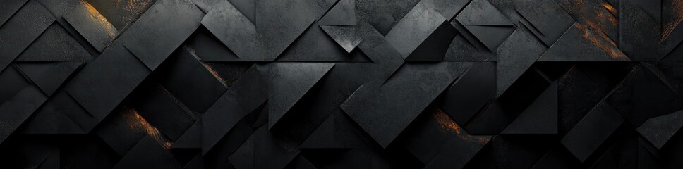 Modern Abstract Black Geometric Background with Chiaroscuro Lighting for Website Header