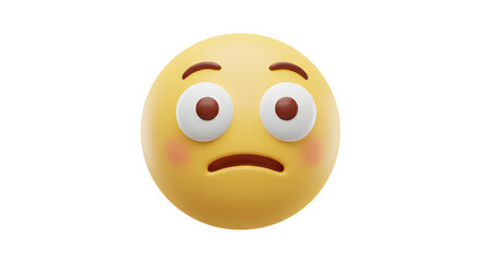Fototapeta premium 3D Rendered Worried Emoticon Digital Asset isolated on white background. Generative AI