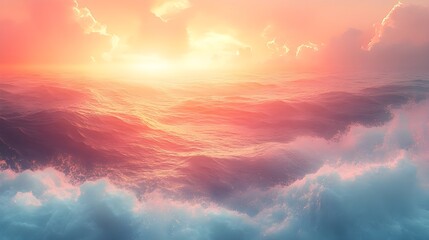 Fototapeta premium A gradient of soft peach blending into luminous aqua.