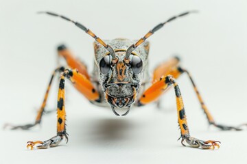 Fototapeta premium A close-up view of a striking insect holding still against a plain backdrop, showcasing intricate details and vibrant colors under natural light isolated on transparent background