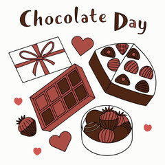 an image of a set of coffee chocolate isolated for chocolate day-related vector on the background 