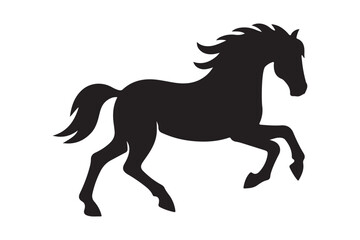Black Silhouette of Horse Elegant Vector Illustration