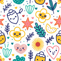 Naklejka premium Happy floral seamless pattern. (1)
