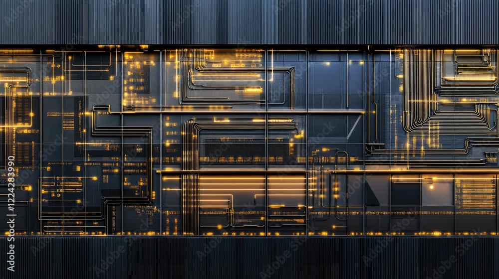 Poster abstract technology background with glowing circuit patterns and lines