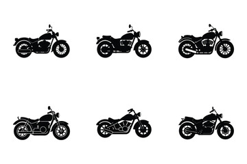 Retro motorcycle silhouette flat vector design on white