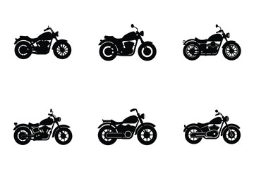 Naklejka premium Flat silhouette of cruiser motorcycle on white