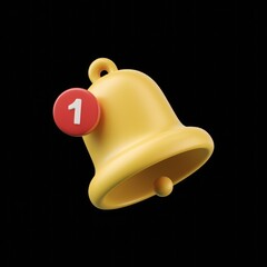 Yellow bell notification icon with a red notification dot showing 1