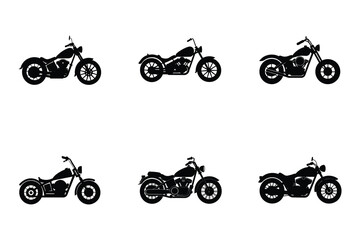 Flat silhouette design of cruiser motorcycle white
