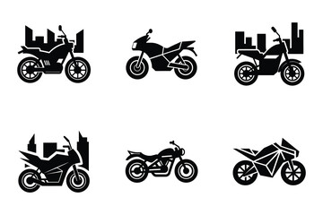 Obraz premium Sporty motorcycle silhouette isolated on white flat background