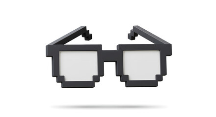 Pixelated Sunglasses 3D Render Stylish Retro Gaming Accessory isolated on white background. Generative AI
