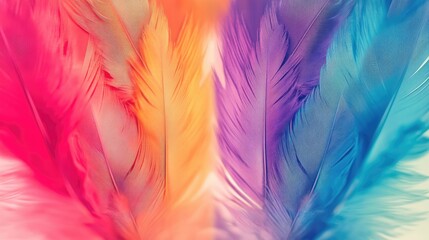 Colorful Feathers in Vibrant Shades of Pink, Orange, Purple, and Blue
