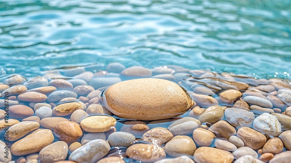 Wall mural tranquil waters with smooth stones beneath a clear surface in a natural setting rest rejuvenation re