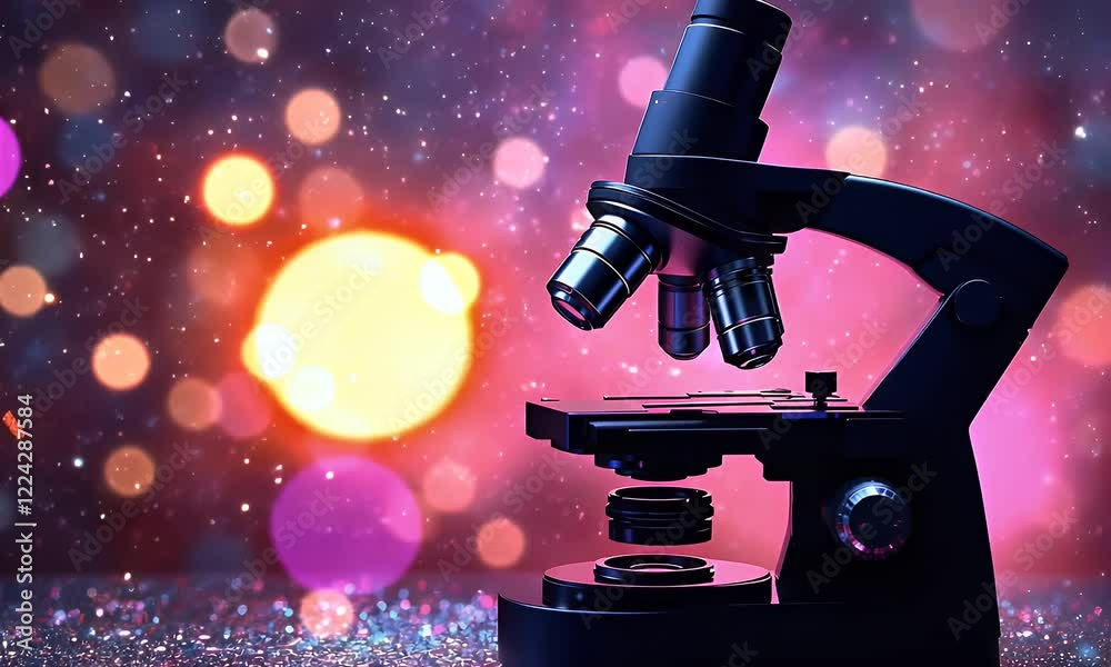 Poster Microscope research lab bokeh background