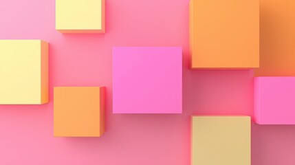 Colorful Dimensional Blocks on a Bright Pink Backdrop for Creative Projects