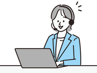 コールセンターで働く女性