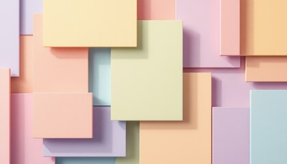 Abstract pastel geometric pattern with overlapping rectangles in soft colors