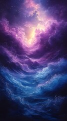 Fototapeta premium A gradient of vibrant aqua merging with cosmic violet.