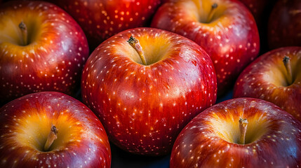 Fresh Red Apples With Shiny Skin and Bright Highlights on Display