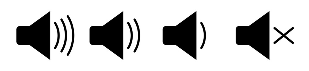 Illustration showing a black sound icon on a white background