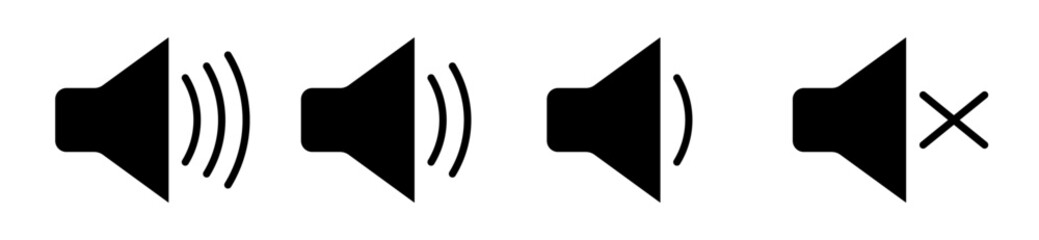 Illustration showing a black sound icon on a white background