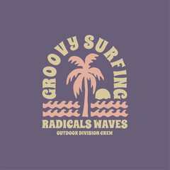 Surfing Hawaii beach. Sunshine paradise graphic print design. Enjoy beach life. Summer vibes artwork. Surf club design. Beach wave artwork. Hawaii Aloha beach modern abstract art.