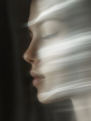 Elegant Abstract Portrait of Woman with Soft Motion and Light Effects : Generative AI