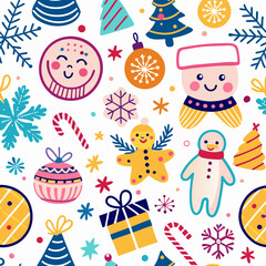 Fototapeta premium Cheerful Christmas seamless pattern.