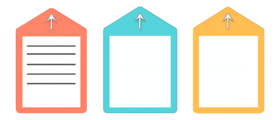 Three colorful tags with upward arrows, ready for your text.