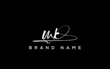 MK letter beauty handwriting vector logo.