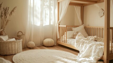 This delightful wooden bed fort creates a whimsical space for children.