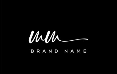 MM letter beauty handwriting vector logo.