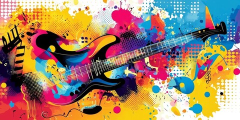 Obraz premium Dynamic composition featuring colorful musical instruments.