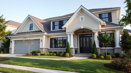 Obraz premium Luxury Family Home: Modern Architectural Design and Landscaping